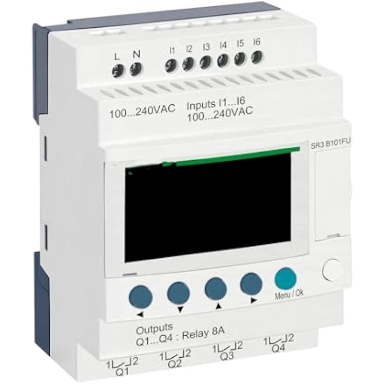 Compact Smart Relay Zelio Logic SR3B101FU Modular Smarts Relay ZelioLogic - 10 I O - 100..240 V AC - Clock - Display