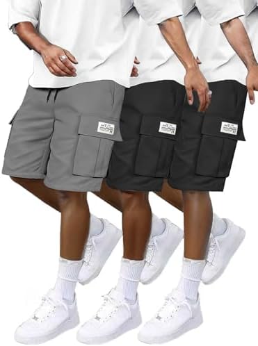 3 Pack Boys Cargo Shorts, Outdoor Quick Dry Hiking Shorts, Lightweight Athletic Short with Zipper Pockets