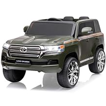 12V Kids Ride On Car, Licensed Toyota Land Cruiser Ride On Toys for Kids 4-8, Battery Powered Electric Vehicle with Parent Remote Control, 3 Speeds, Music, Led Lights, Birthday Gift for Boys, Green