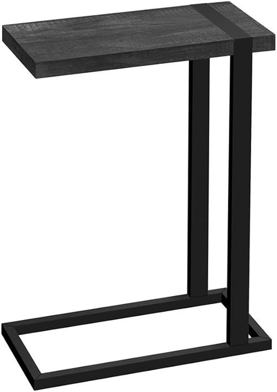 Monarch Specialties I 2863 Accent Table, C-Shaped, End, Side, Snack, Living Room, Bedroom, Metal, Laminate, Black, Contemporary, Modern