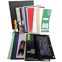 35 Item Back to School Supplies - High School, Middle School Bundle - 1" Binder, Tabs, Pouch, Folders, Notebooks, Filler and Graph Paper, Ruler, Pens, Pencils, Eraser, Highlighters, Note Cards Unknown Binding
