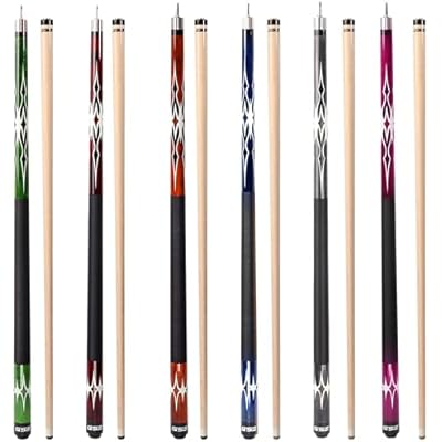 GSE Games & Sports Expert 58 2-Piece Canadian Maple Hardwood Billiard Pool Cue Sticks for MenWomen, House or CommercialBar Use Several Colors, Weight 18oz, 19oz, 20oz, 21oz Available