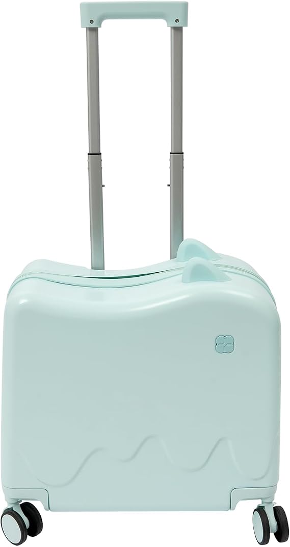 18" Ride-On Kids Suitcase W/Lock, Mint Green Children's Ride On Trolley W/4* Universal Wheels, Children's Luggage Case, Rolling Luggage Suitcase, Carry Trolley Luggage, Carry On Luggage