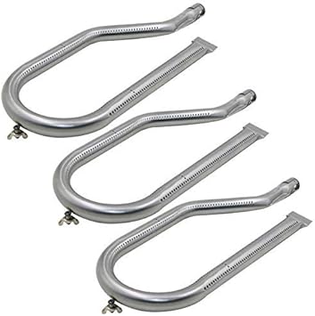 Hisencn Stainless Steel Gas Grill Burner Replacement, BBQ Tube Pipe Burner Parts for Costco Kirkland 720-0011, 720-0108, 720-0021, Nexgrill, Virco Classic Models, 16 1/2 inch x 6 1/8 inch,Set of 3