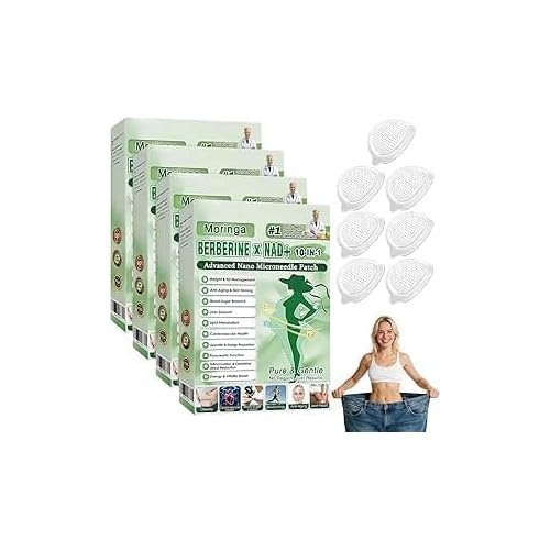 Moringa patchs,Moringa patches & Berberine Patches 4Box 28pcs, Moringa 10-In-1 Nano Microdarts Patch 2026 New Natural Body Slim Patchs For Women And Men, Suitable 4BOX-28PCS