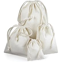 ToteBagFactory Cotton Drawstring Muslin Pouches Drawstring Favor Bags (Pack of 12) (3" x 4")