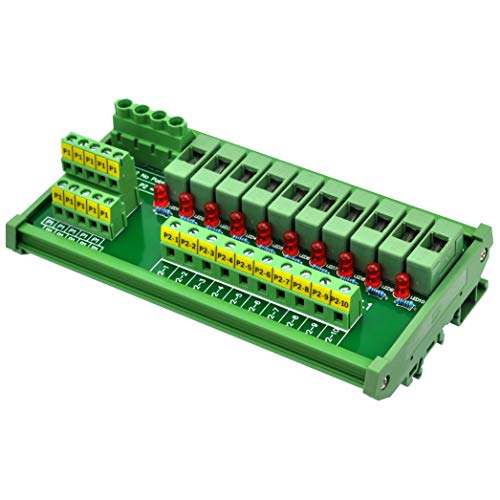 Electronics-Salon DIN Rail Mount 10 Position Power Distribution Fuse Module Board, for ACDC 5~48V
