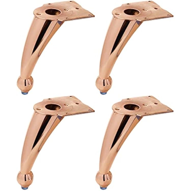 Semetall 4 PCS Metal Furniture Legs,6-Inch Height Modern Iron Table Legs Rose Gold Furniture Feet DIY Replacement for Chair,Table,Dresser,Cabinet,Couch