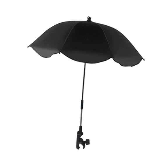 MenolanaStroller Umbrella, Beach Chair Parasols with Adjustable Clamp ,Portable Outdoor Umbrella,Sun Protection Waterproof 360Adjustable for Camping Fishing Backyard Garden Patio Deck Golf Carts Wheelchairs, Black