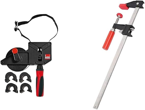 BESSEY VAS-23+2K-CB 23 ft Strap Clamp and Bessey 24 In 600 lb Clutch Style Bar Clamps, Woodworking Clamp Bundle