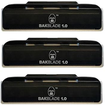 baKblade 1.0 Back Hair and Body Shaver Refill Replacement Cartridges. 4 Inch Extra-Wide Wet or Dry Disposable Razor Blades (3 Razors Included)