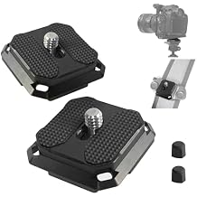 2 Pack Arca-Swiss Plate, Quick Release Plate Camera Mount for Tripod,38mm Arca-Swiss Mount Plate with Safety Pins, Lightweight Aluminum for Tripod/Monopod/Strap, 1/4" Screw Compatible Camera,0.67oz
