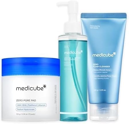 medicube Zero Pore Care Trio: Zero Foam Cleanser, Zero Pore Blackhead Cleansing Oil and Zero Pore Pads