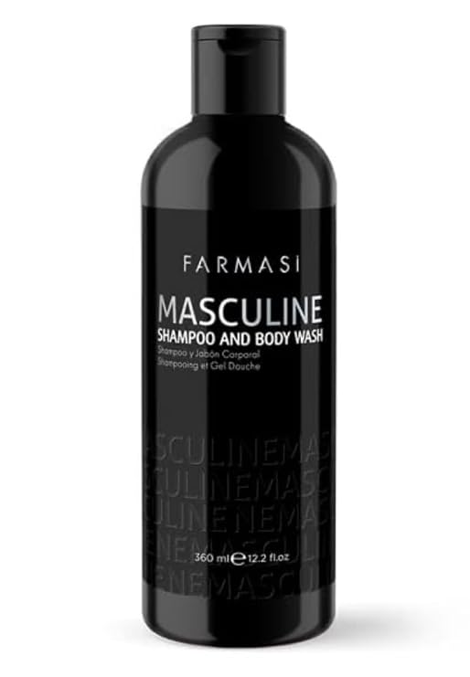 FARMASi Men's Shampoo and Shower Gel 2 in 1 Masculine, 360ml/12.17flOz - All-in-One Cleanser for Hair and Body - Refreshing Scent, Hydrating, and Suitable for Many Skin Types