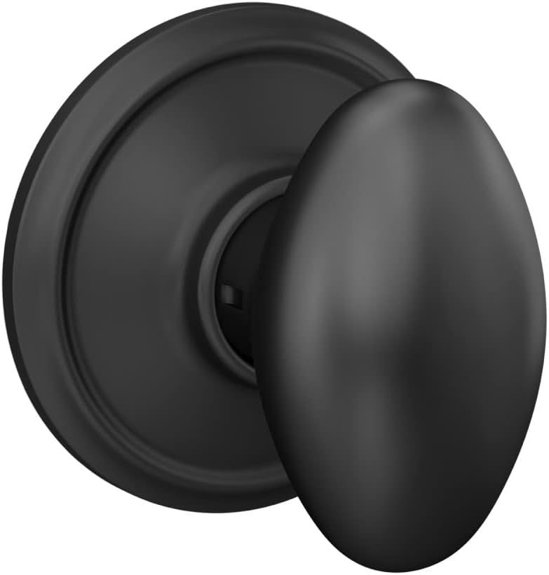 Schlage F10 SIE 622 Sienna Door Knob, Hall & Closet Passage Lock, Matte Black