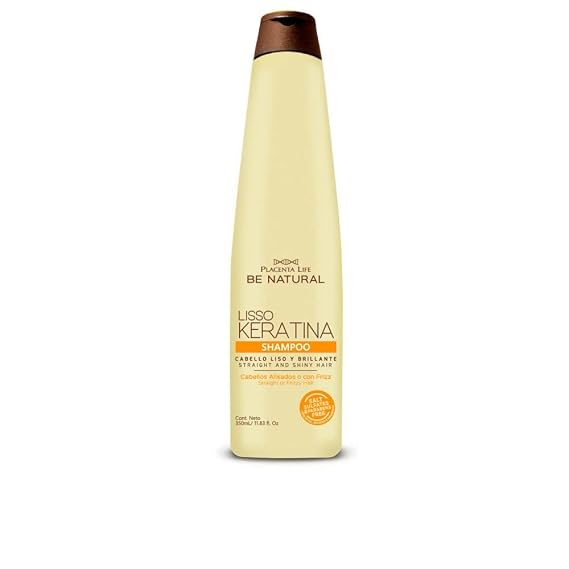 PLACENTA LIFE BE NATURAL LISSO KERATINA Shampoo with HYDROLYZED KERATIN for Straight and Shiny Hair- (350 ml/ 11.83 fl.oz)
