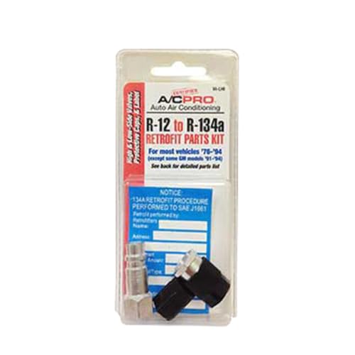 AC Pro Certified AC Pro Car Air Conditioner Adapter Kit,Complete AC Conversion Adapter Kit Converts R12 to R134-A Refrigerant,Includes 1 Low Side Port,1 High Side Port and Retrofit Label