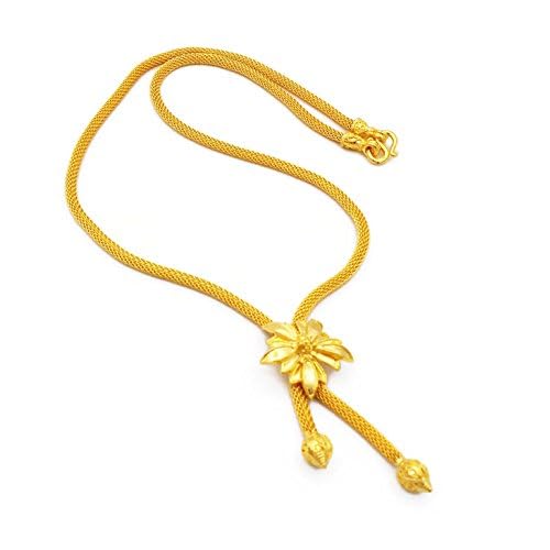 Flower 24k 22k Thai Baht Yellow Gold Plated Filled Necklace Pendant Jewelry Women