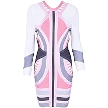 Patchwork Tribal Mesh Rayon Long Sleeve Bandage Dress