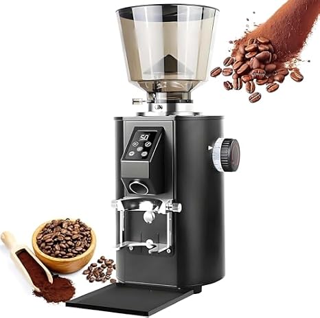Professional Coffee Grinder,Flat Burr Espresso Bean Grinder, Dual Dosing Mode, 9 Adjustable Grind Settings with Portafilter Holder,Black