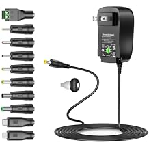 36W 6V~24V AC Adapter with 5V 1A 5W USB A Port, 6V 9V 12V 3A, 15V2.4A, 18V2A, 20V 1.8A, 24V1.5A DC Power Supply Charger Cord for Fan Speaker Dril LED Strip Lights, 41W Max Power Adaptor