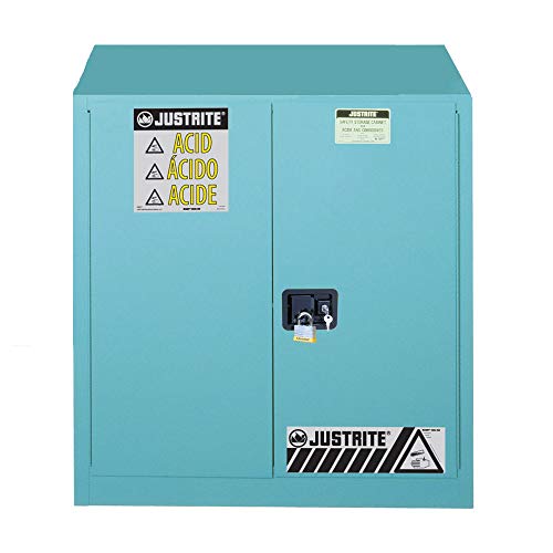 Justrite 893002 Sure-Grip Corrosives Cabinet, Manual-Close, 30 Gal, Blue
