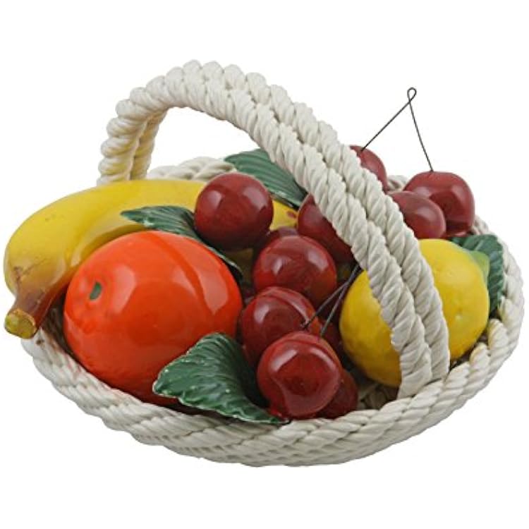 X109 Real Authentic Italian Round Mini-Mix Fruit Display Basket with Handle, Multicolor