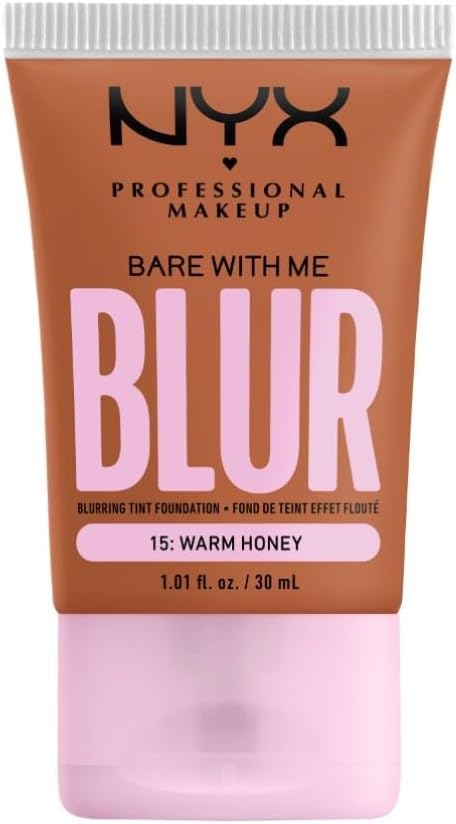 NYX Professional Makeup Blurring Tint Foundation, Medium Coverage, Matte Finish, With Niacinamide, Matcha and Glycerin, 12 Hours Hydrating, Bare With Me Blur, 30 ml, Shade: Warm Honey