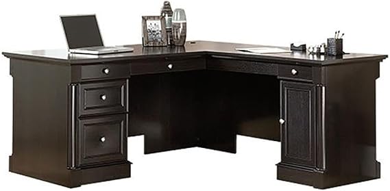 Sauder Bleeker Street L-Desk, Obsidian Oak finish