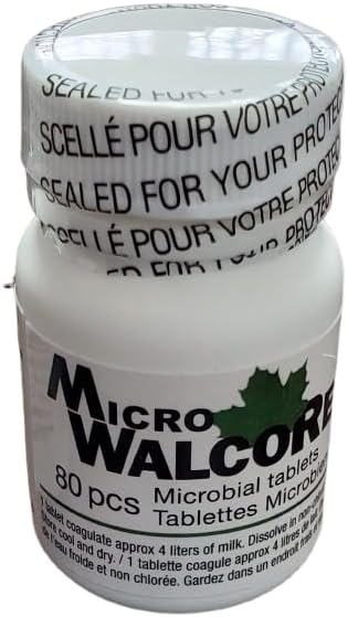Microbial Rennet Tablets – 80 Count | Coagulant for Cheese Making | 1 Tablet Sets 4L Milk | | Rhizomucor miehei | Made in Canada | Home & Artisan Cheese Making