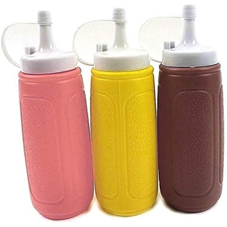 3 Squeeze Bottle Dispenser Condiment Containers, Ketchup and Mustard Set, Squeeze Bottles Dispensers for Camping, Cookware, Picnic Baskets, Picnic Time, Picnic Table, Great Grill Accessories