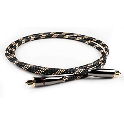 SKW Optical Digital Audio Toslink Cable Home Theater Fiber Optic Male to Male Gold Plated SPDIF Cables - Copper Connectors, High-Reinforced Transparent Polymer Core, Nylon Braided 3.2ft1M
