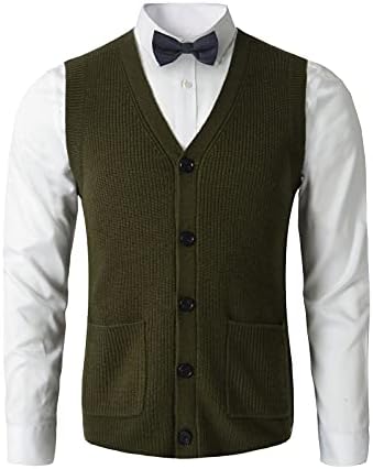 Men's Sweater Vest V-Neck Sleeveless Knitted Cardigan DXL Big and Tall Vest
