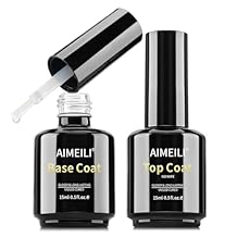 AIMEILI Gel Nail Polish Hema Free No Wipe Top and Base Coat Set 2 x 15ml, Cruelty Free, Vegan, High Gloss Shine Finish and Long Lasting