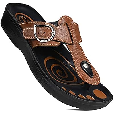 Aerosoft Freedom Arch Supportive Adjustable Buckle Strap Slides for Women US 8, Freedom Tan