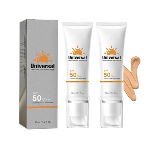 2PC Tinted Sunscreen for Face SPF 50 PA, Hydrating Sunscreen for Face and Body, No Sticky Feeling, Moisturizing, Against UVA and UVB for All Skin Types, Travel Size