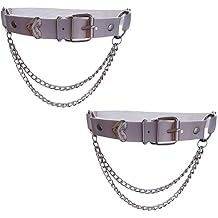 Adjustable Heart-Shaped Thigh Garter 2 Pieces Punk Leather Garter Belts Leg Garter with Chains Body Accessories