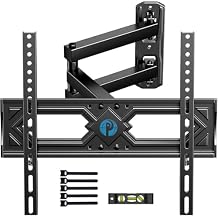 Pipishell Full Motion TV Wall Mount for 26-65 Inch Flat Curved TVs, Heavy Duty Single Articulating Arms, Corner TV Mount Up to VESA 400x400mm and 77lbs, Support Swivel, Tilt, Level Adjustment