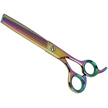 Sharf Gold Touch Pet Shears, 6.5' 42-Tooth Rainbow Thinning Shear for Dogs, 440c Japanese Stainless Steal Dog Thinning Shears