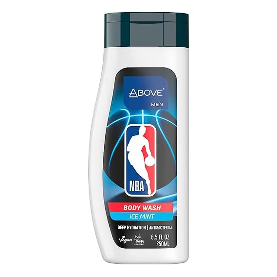 ABOVE NBA Body Wash for Men | ICE MINT | Deep Hydration & Energizing Cleanse | Mind-Fresh Cooling Scent | 8.5 oz
