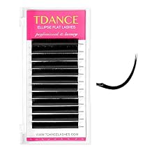 TDANCE Classic Lash Extensions Flat Lashes Eyelash Extensions 0.2mm C Curl Ellipse Eyelash Extensions 12mm Mixed Black Matte Individual Lashes Salon Use(Flat,C-0.2,12mm)