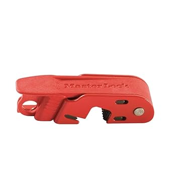 Master Lock Red Electrical Box Circuit Breaker Lockout, Tagout Breaker Box Lock for Standard Single and Double Toggles, 493B, 24 Amps
