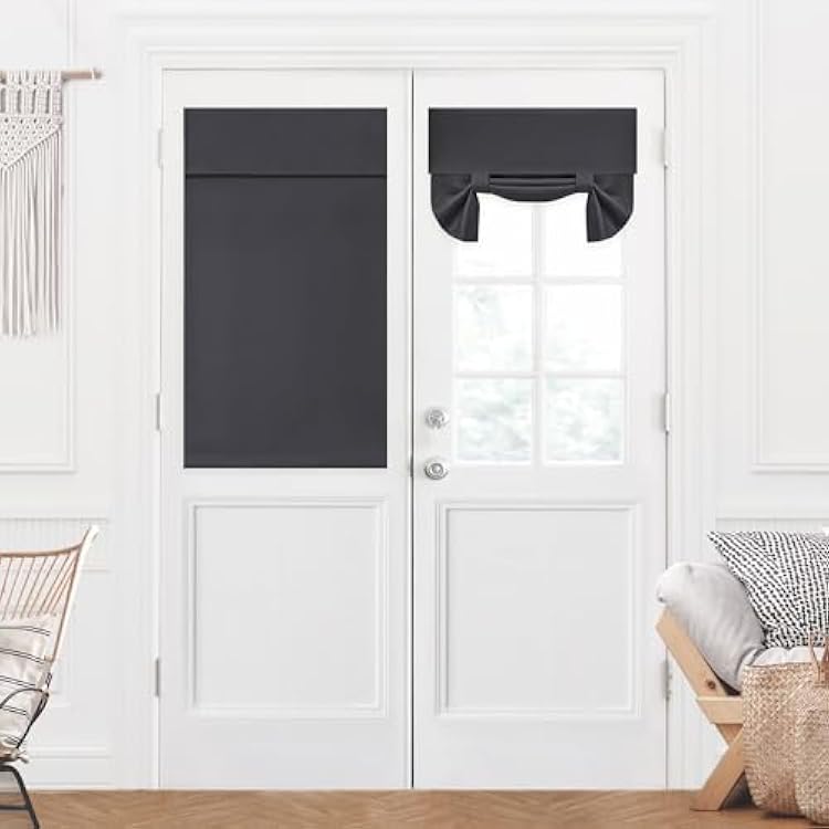 Deconovo Blackout Door Curtain Thermal Insulated Privacy Panel for Front Door & Small Windows, Light Blocking, 1 Panel, 26x40, Dark Grey