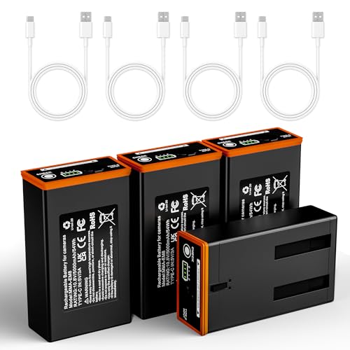 4-Pack 5000mAh Replacement Battery for Moultrie Cellular Trail Cameras - Compatible with Edge Series including Edge, Edge, Edge Pro, Edge 2, Edge 2 Pro, Features USB-C and Solar Panel Charging