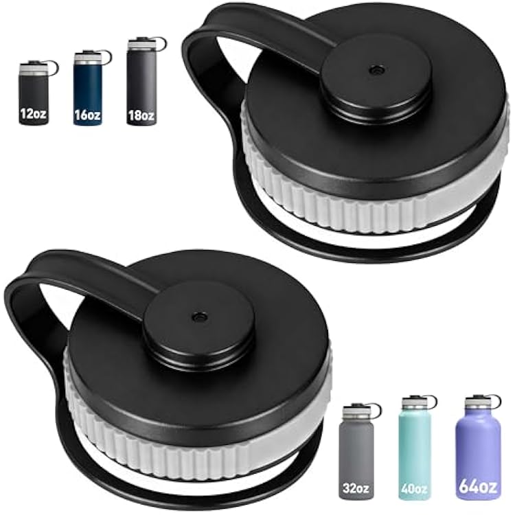 2Pcs Replacement Lid for Hydro Flask Wide Mouth 12, 16, 18, 32, 40 oz Water Bottles, Wide Mouth Lid for HydroFlask and Other Sports Water Bottles, BPA-free, Leak Proof