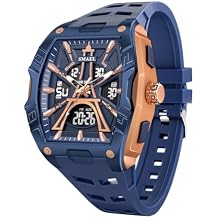 SMAEL Men's Digital Analog Watch, 50-Meter Water Resistant Sports Watch, with a Paris Eiffel Tower-Inspired Bezel, Dual Display, Luminous Alarm and Stopwatch, Suitable for Outdoor Sports.