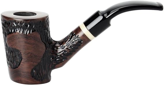 MUXIANG Handmade Carving Pipe Saddle Bent Stems with Decorative Ring Pipe Gift Box and Accessories WGAC0025K01