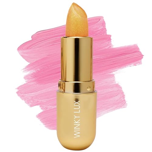 Winky Lux Citrine Glimmer Balm Nourishing pH Lip Balm with Color Changing Golden Pink Tint, Hydrating Ceramides Soften Lips, Coconut Scent