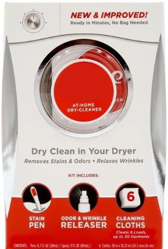 dryrel at-Home Dry Cleaner Starter Kit. Dry-Cleaner 6 Count In 1 Box. - At-Home Dry Cleaning Kit - 6 Cleaning Cloths with Stain Remover & Wrinkle Release Spray | Refresh System to Clean