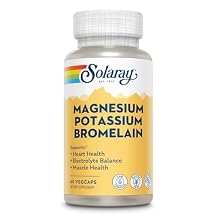 Solaray Magnesium and Potassium with Bromelain, Magnesium Potassium Supplement for Heart Health, Electrolyte, and Muscle Support - Gluten Free & Lab Verified - 60 Servings, 120 VegCaps